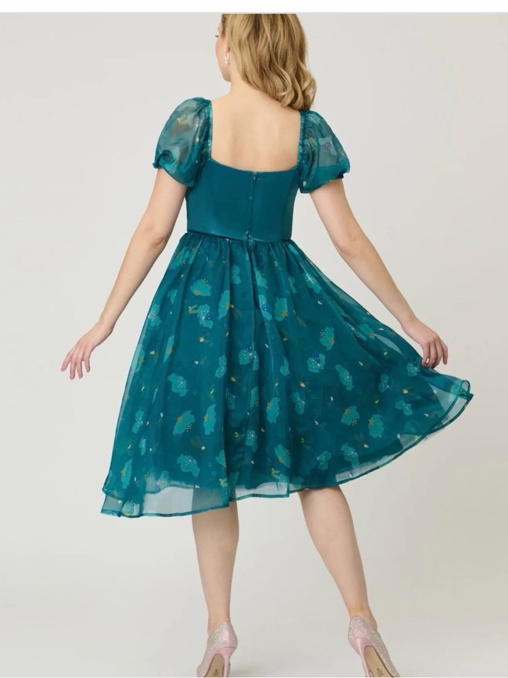NWT Unique Vintage Disney Fantasia Light Up Fairies Swing Dress XL Teal - Picture 3 of 6